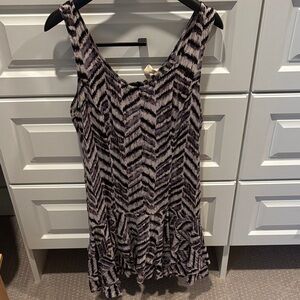 Free People Purple and Black Chevron drop waist minidress size 2